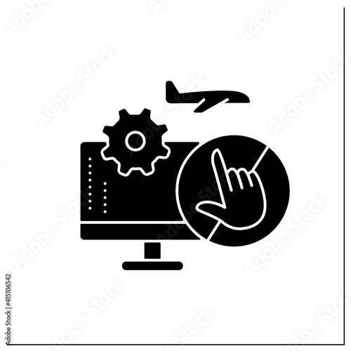 Contactless technologies glyph icon. Digital smart technology to limit contacts between people. Airport new normal concept.Filled flat sign. Isolated silhouette vector illustration