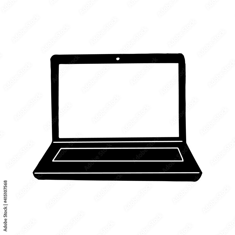 laptop icon, sticker. sketch hand drawn doodle style. vector, minimalism, monochrome. electrician, technology, blank screen, space for text. laptop icon, sticker. sketch hand drawn doodle style. vector, minimalism, monochrome. electrician, technology, blank screen, space for text.