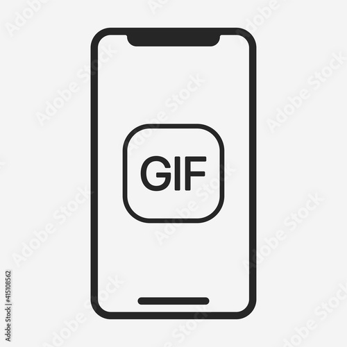 Smartphone icon isolated on background. Gif symbol modern, simple, vector, icon for website design, mobile app, ui. Vector Illustration