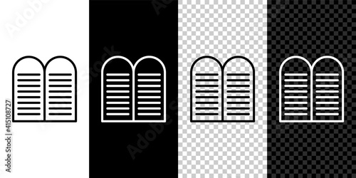 Set line The commandments icon isolated on black and white,transparent background. Gods law concept. Vector.