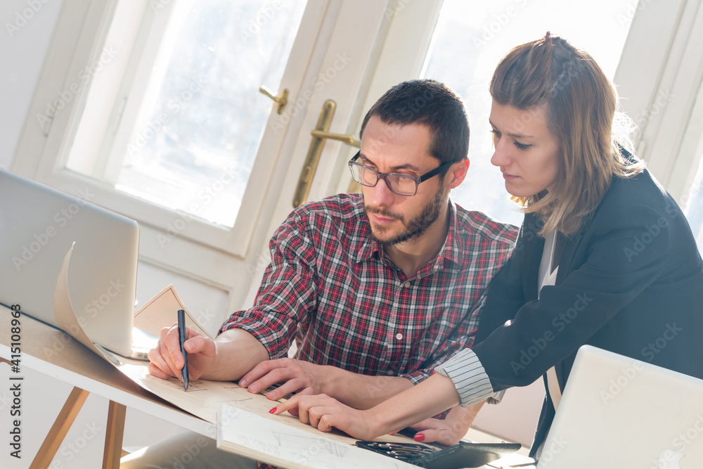 Two colleagues working from home on a project.