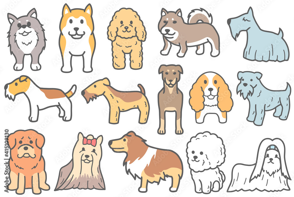 ワイアーフォックステリアなどの犬のイラスト Stock Vector Adobe Stock