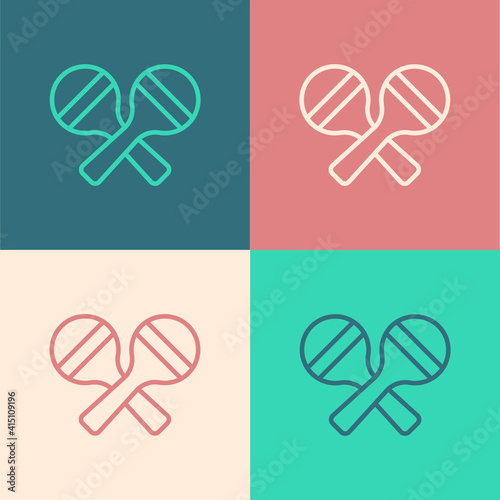 Pop art line Maracas icon isolated on color background. Music maracas instrument mexico. Vector.