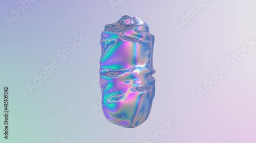 3D abstract animation . Smooth liquid shape. Trendy Colorful Fluid Abstraction Flow. Motion design element. 3D render. Seamless loop.