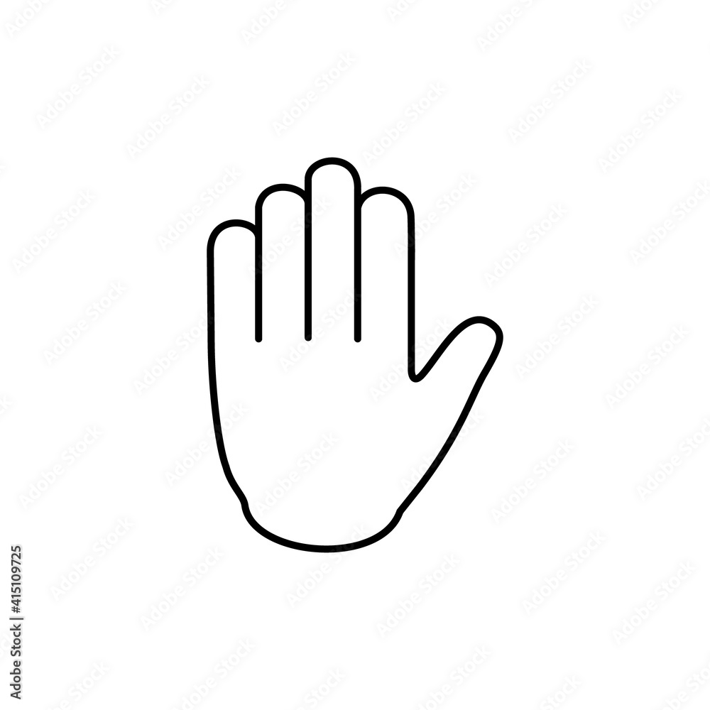 Hand stop line icon, sign on white background Hand stop line icon, sign on white background