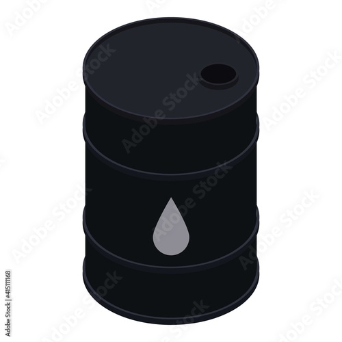 Oil barrel icon. Isometric of oil barrel vector icon for web design isolated on white background