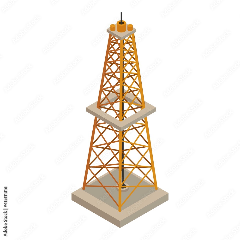Oil tower icon. Isometric of oil tower vector icon for web design isolated on white background Oil tower icon. Isometric of oil tower vector icon for web design isolated on white background