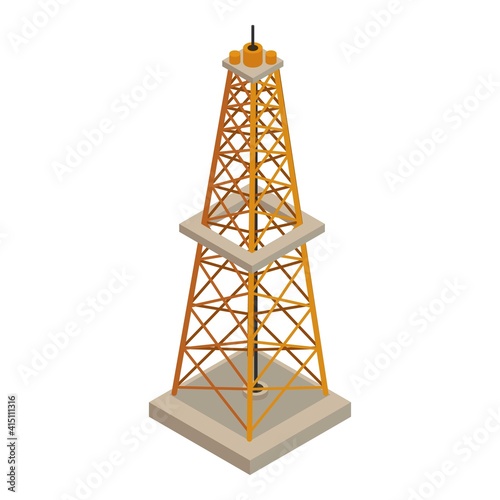 Oil tower icon. Isometric of oil tower vector icon for web design isolated on white background