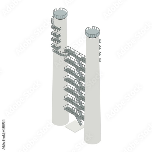 Industrial refinery plant icon. Isometric of industrial refinery plant vector icon for web design isolated on white background