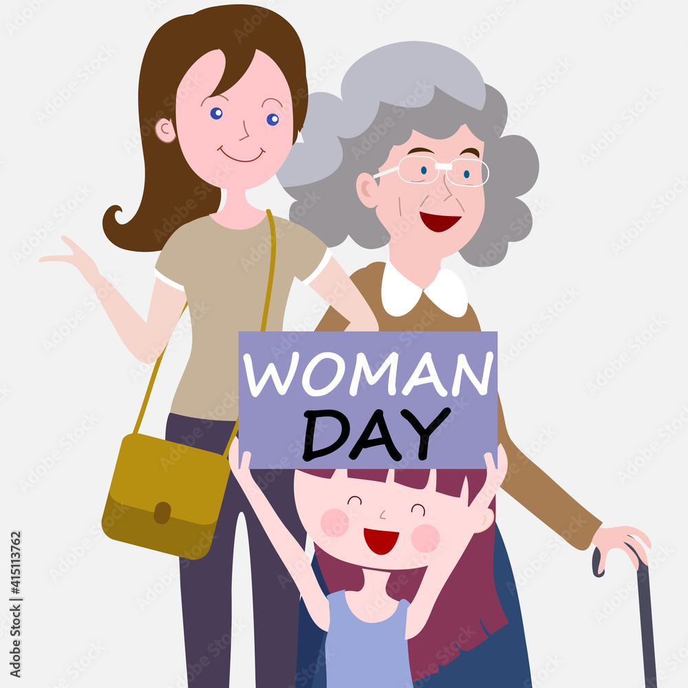 8 March International Women's Day. Womens of different ages.
