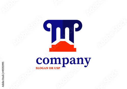 Business Logo design with ancient pillar, colum, pylon, greek / roman design