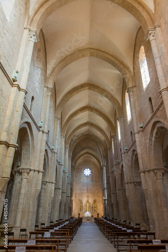 Interior of the Abbey of Fossanova  Latina  Lazio  Italy. Monastery gothic  cistercian.