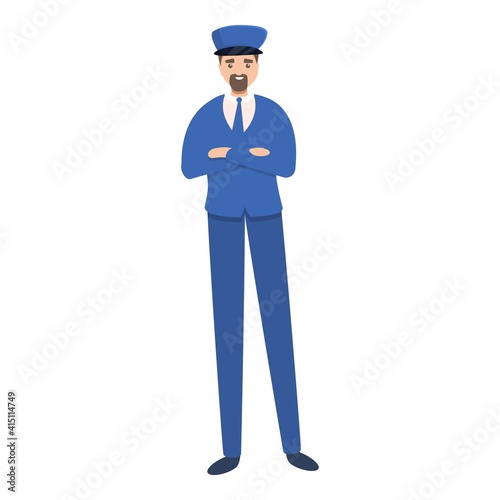 Attendant at escalator icon. Cartoon of attendant at escalator vector icon for web design isolated on white background