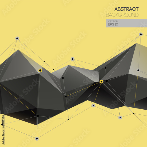 Hi-tech digital abstract Geometric background and construction points on trendy grey and yellow colors. triangular geometric background for cover design in grey yellow colors. Vector template 