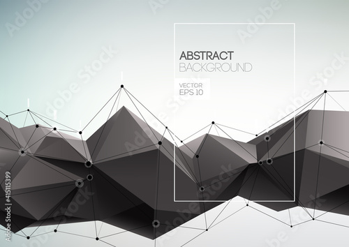 Hi-tech digital abstract background and Geometric construction black and gray colors. Triangular geometric background with points for cover design. Vector template	
Категория