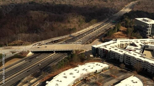 Cars traveling on Interstate Highway 75 in Atlanta Georgia photo