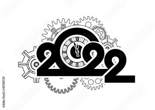 year digits 2022 mechanical logo vector