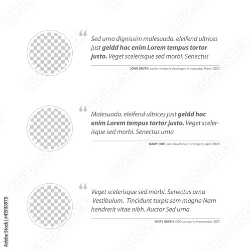 Testimonial reviews section layout template