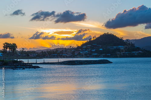 Airlie Beach Bay in Queensland, Australia during sunset photo