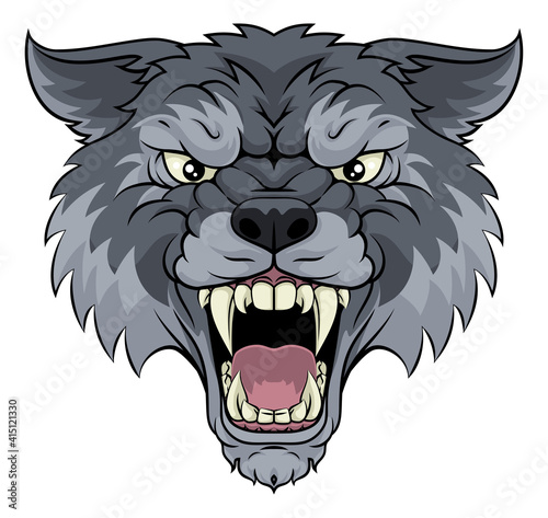 A wolf or werewolf angry dog monster scary animal mascot
