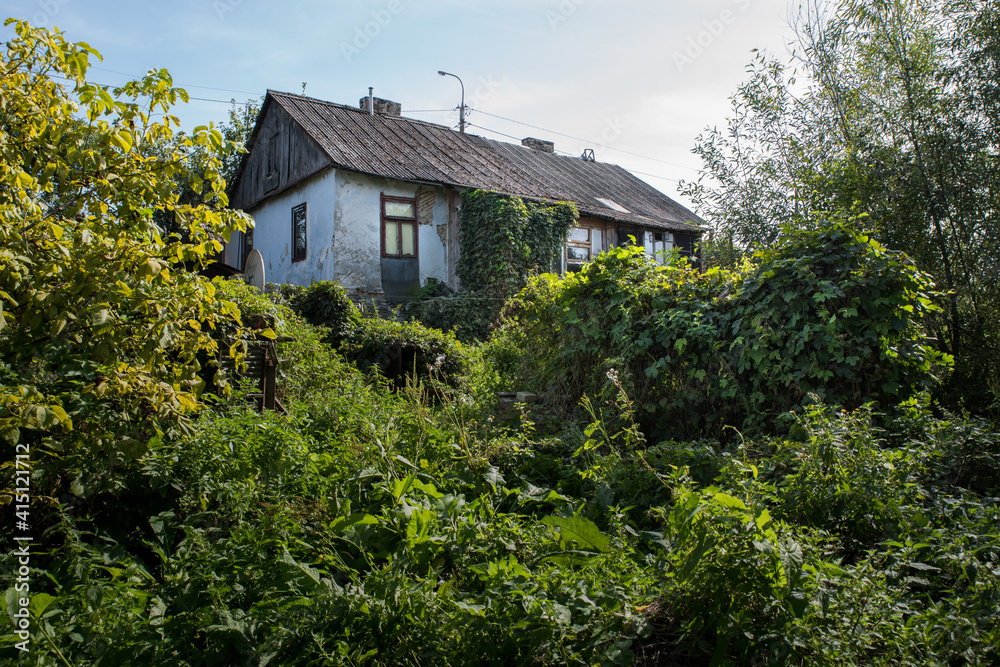 Old house overgrown with greenery