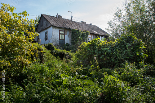 Old house overgrown with greenery