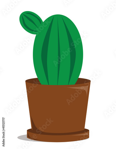 Vector illustration of cactus. Plant growing in a pot. Illustration in flat style, isolated on white background