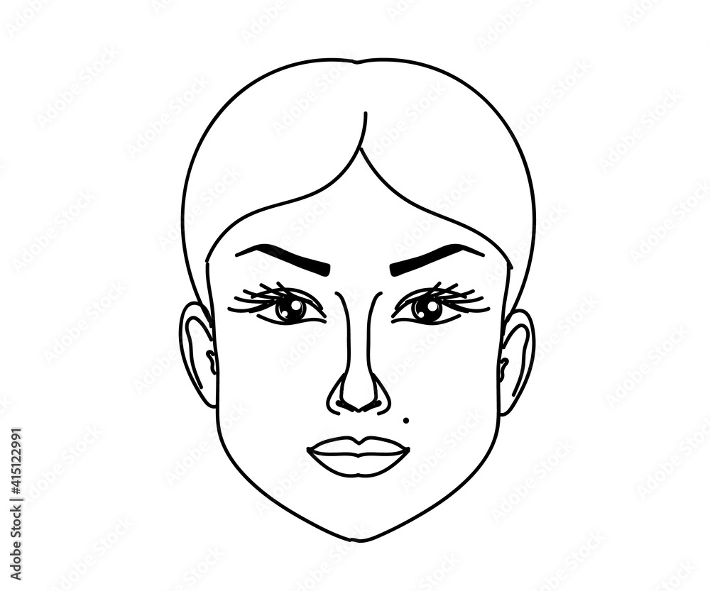 Face of a beautiful woman on a white background. Sketch. Vector illustration.