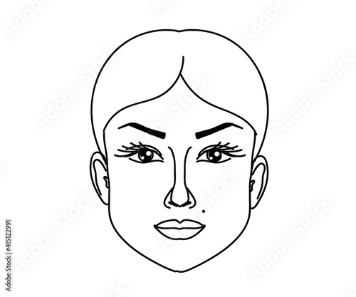 Face of a beautiful woman on a white background. Sketch. Vector illustration.