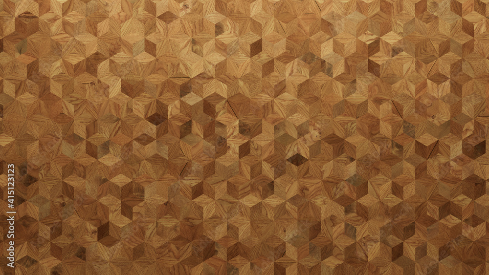 Wood Texture background. Parquet Wallpaper with a Light and Dark Timber Diamond tile pattern.