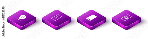 Set Isometric Phone repair service, , Glass screen protector and icon. Vector.