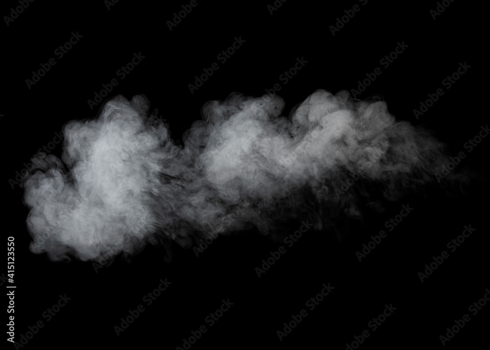 White cloud of smoke or steam isolated on black background. White cloud of smoke or steam isolated on black background.