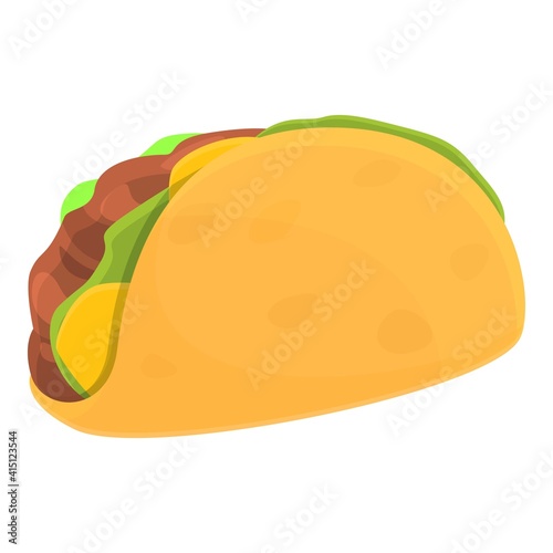 Mexican taco icon. Cartoon of mexican taco vector icon for web design isolated on white background