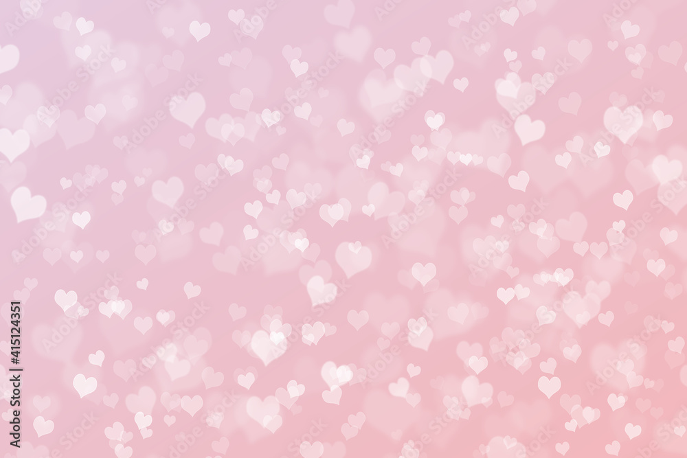 Bokeh Background with heart pattern on rose pink colour. 