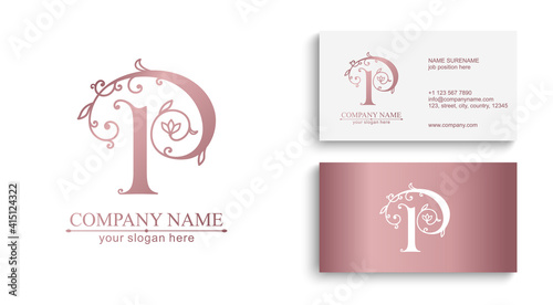 Premium Vector P logo. Monnogram, lettering and business cards. Personal logo or sign for branding an elite company.