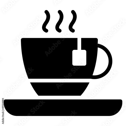 Cup and saucer, hot tea cup icon