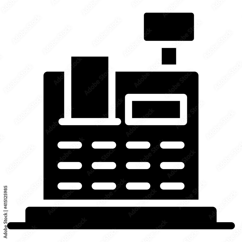 Vector design of cash register, invoice machine