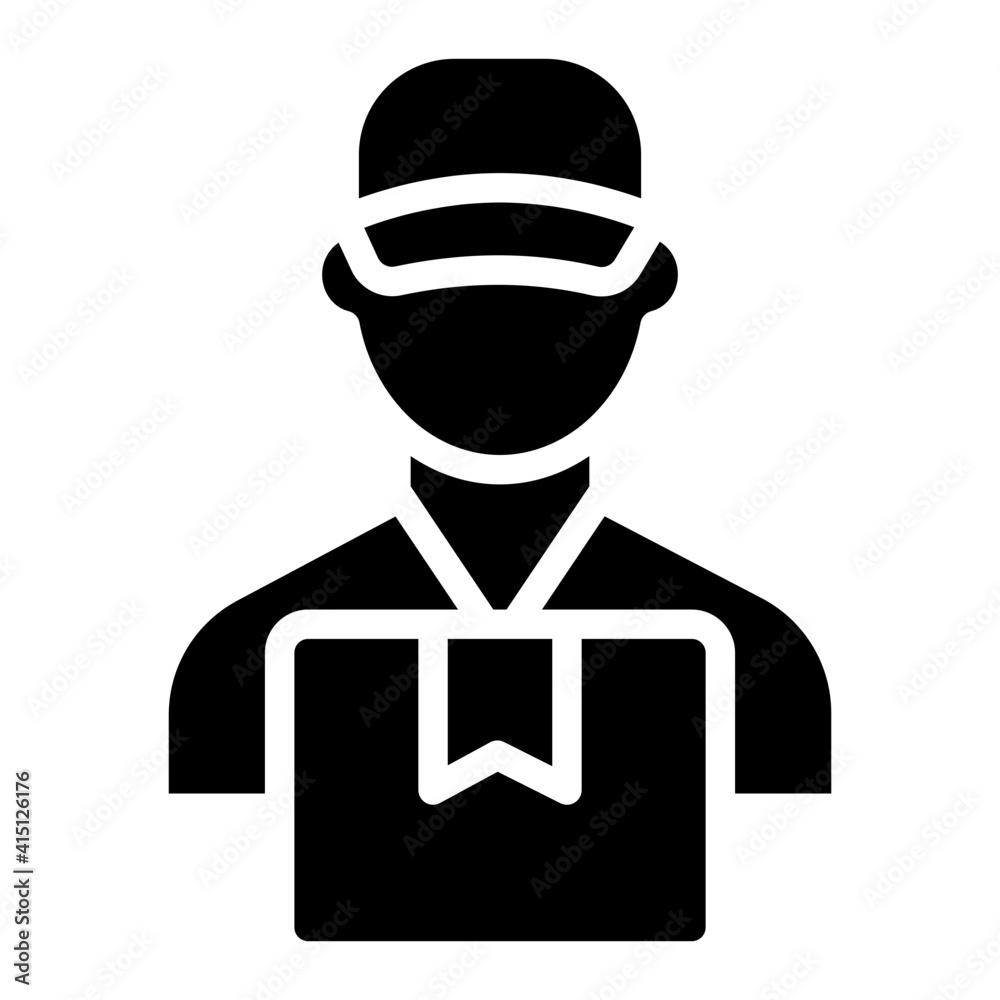 Avatar with parcel, courier boy icon Avatar with parcel, courier boy icon