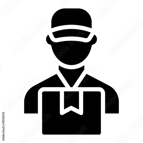 Avatar with parcel, courier boy icon