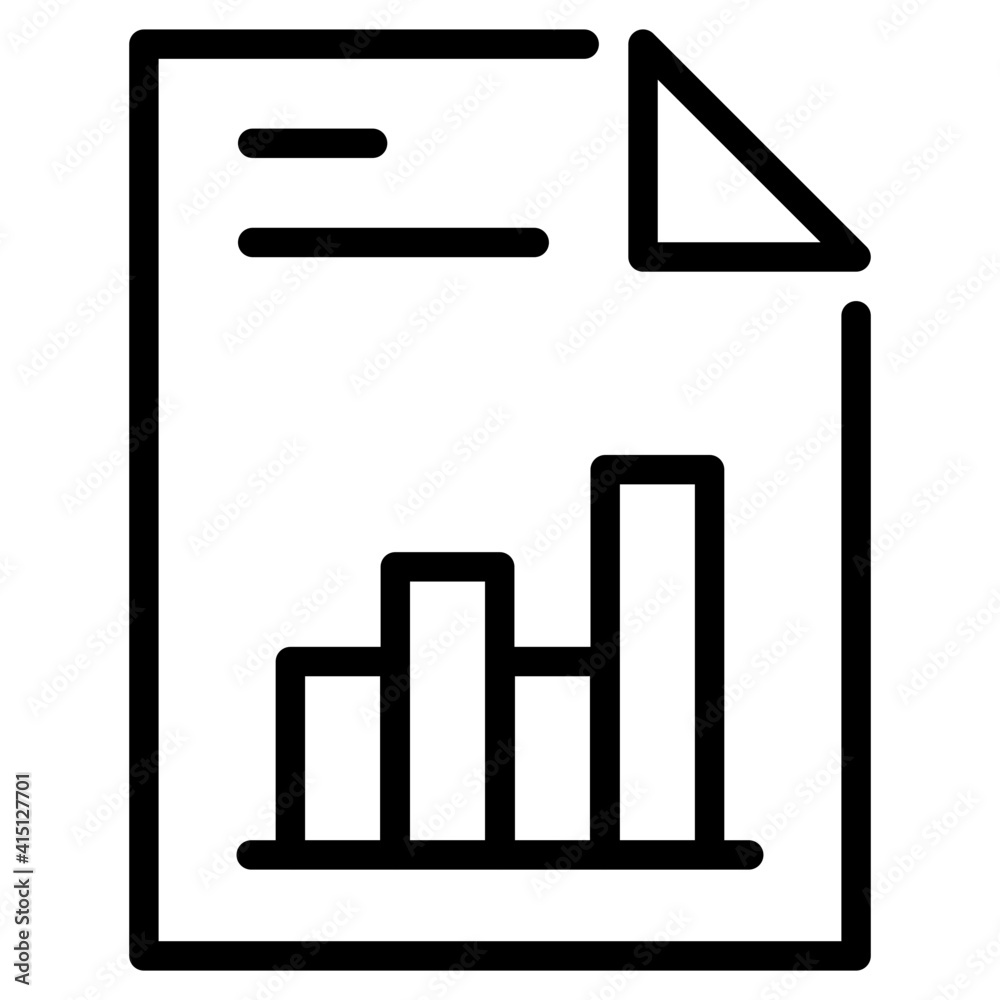 Bar chart on folded paper, marketing report icon Bar chart on folded paper, marketing report icon