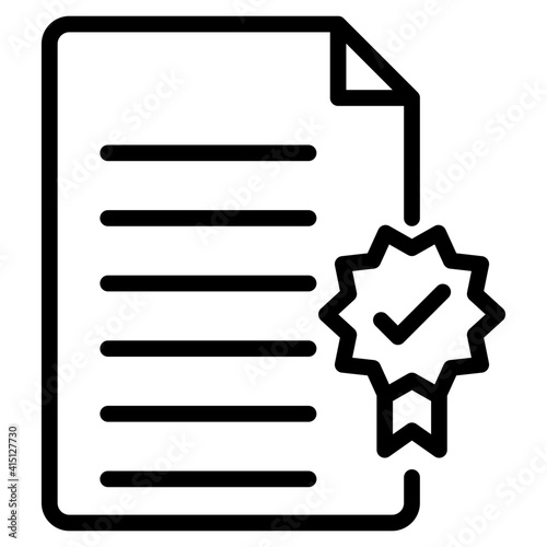 Folded paper with badge, certificate icon