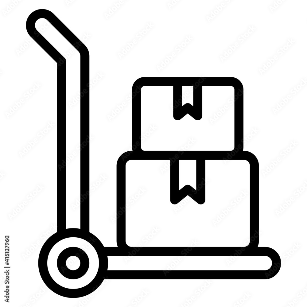 Parcels on trolley, luggage trolley icon
Parcels on trolley, luggage trolley icon