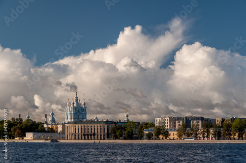 Cumulus clouds above Smolny cathedral, Saint Petersburg © Vyacheslav