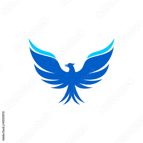 blue phoenix logo, smart heaven birds, the legends, vector illustrations