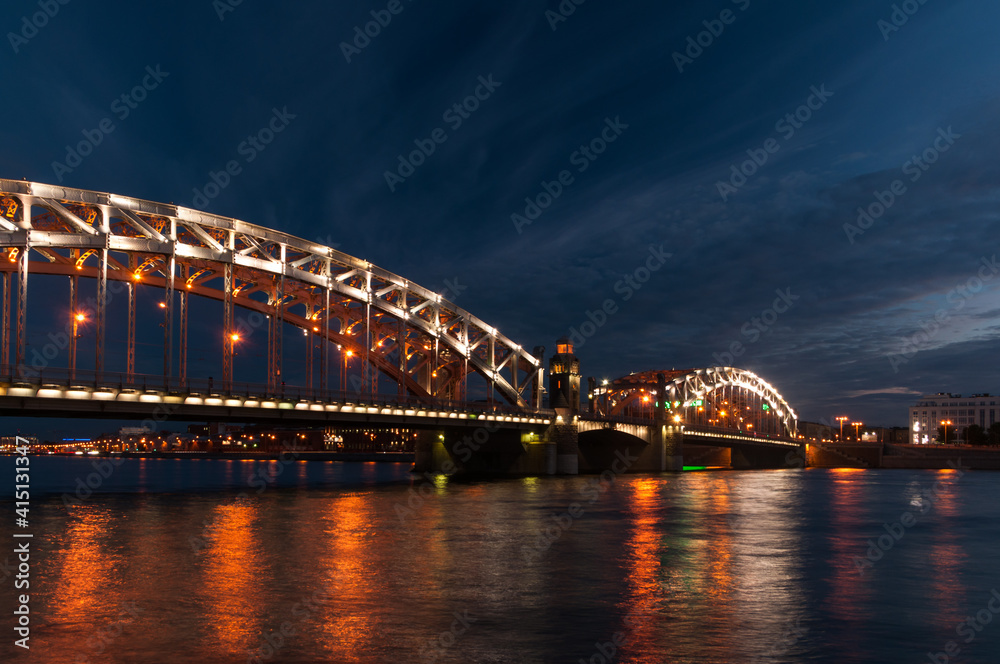 Bolsheokhtinsky bridge at night
