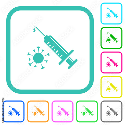 Antiviral injection vivid colored flat icons