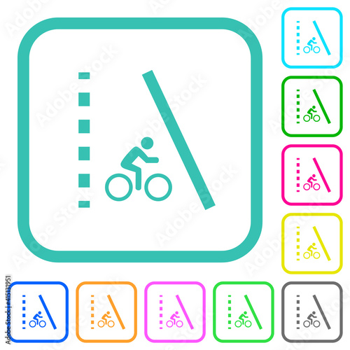 Bicycle lane vivid colored flat icons
