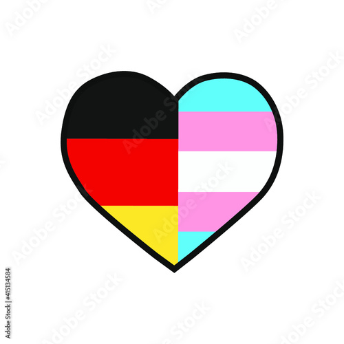 Vector illustration of the heart filled with Germany flag and the Transgender pride flag on white background. Free Download Vector illustration of the heart filled with Germany flag and the Transgender pride flag on white background. - GFXLoad