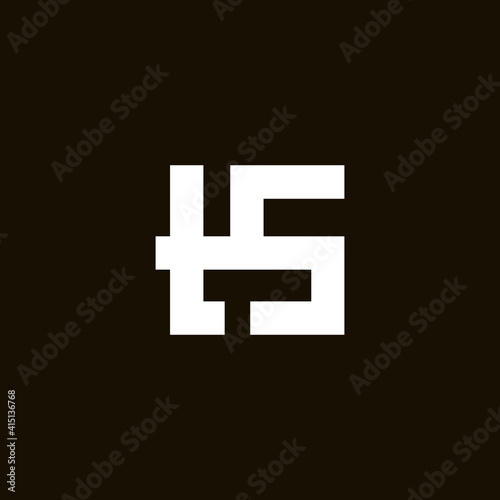 TS monogram logo. Ts minimalist initials or icon for a company or business in a geometrical style. Black and white vector illustration.