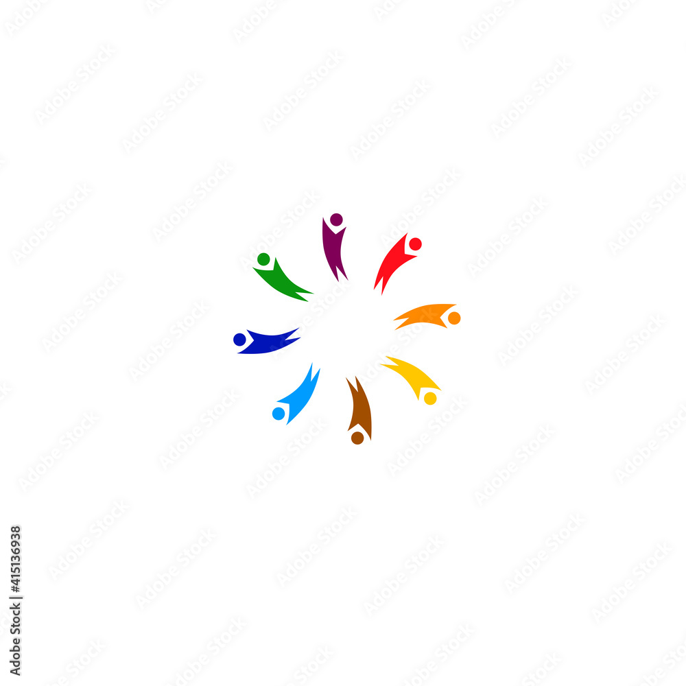 Fototapeta premium COLORFUL PEOPLE DESIGN, SIGN, SYMBOL, LOGO, CLIPART ON WHITE